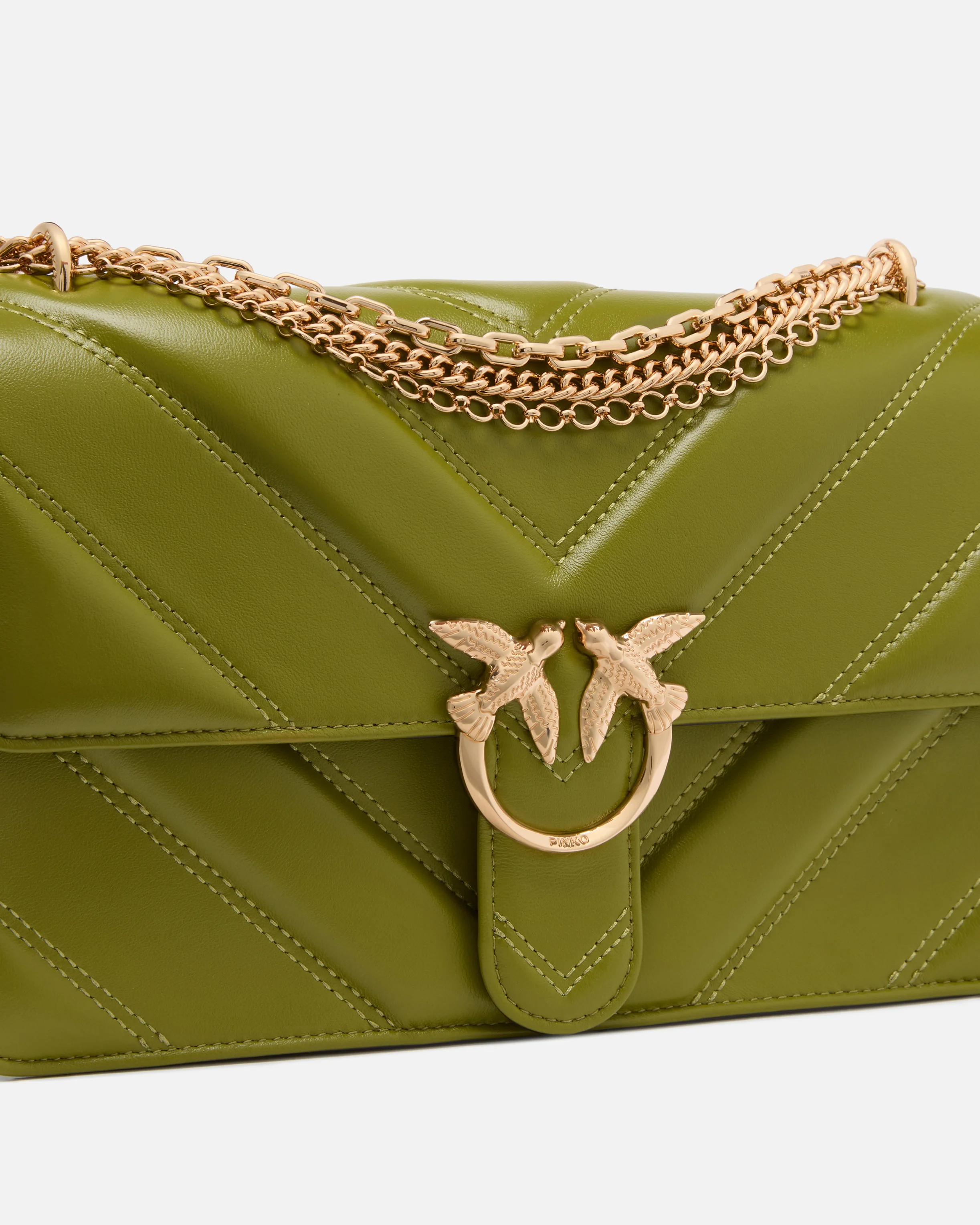 Borsa a spalla media Love Bag One in pelle e nappa chevron con tripla catena - Image 3