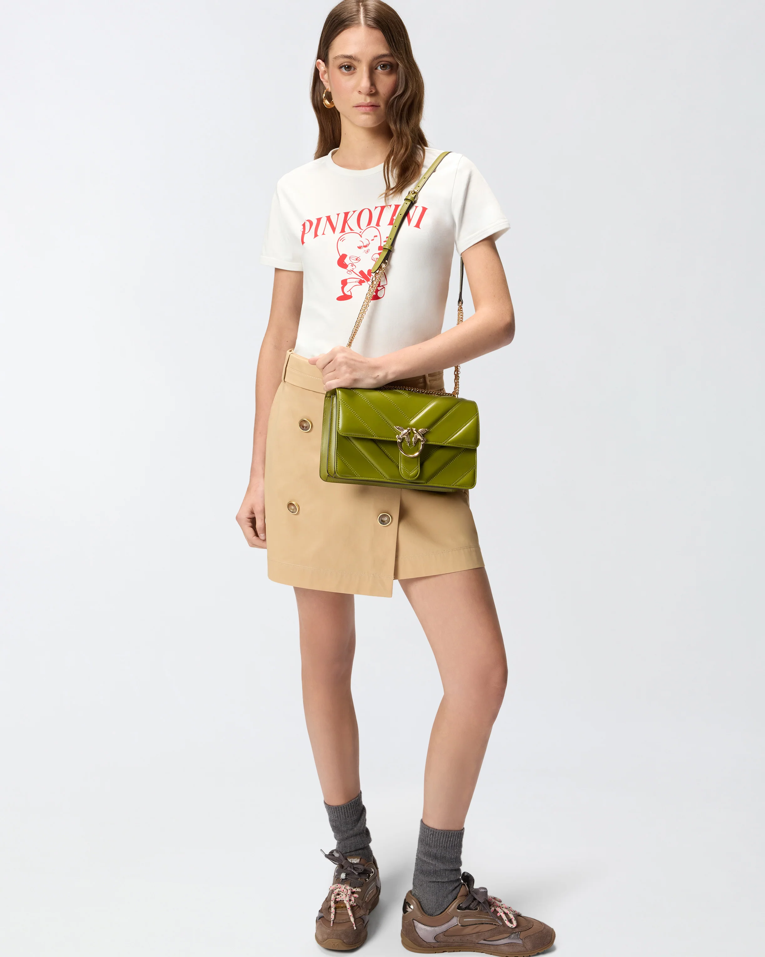 Borsa a spalla media Love Bag One in pelle e nappa chevron con tripla catena - Image 6