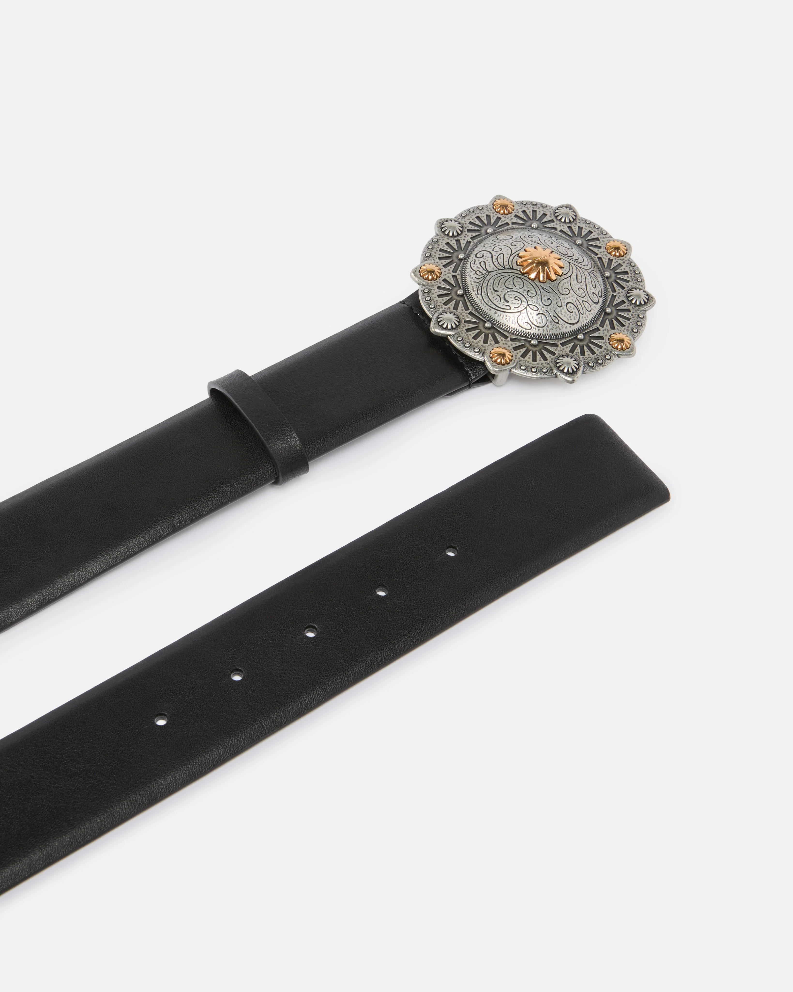 Cintura in pelle con medaglione gioiello 4 cm - Image 3