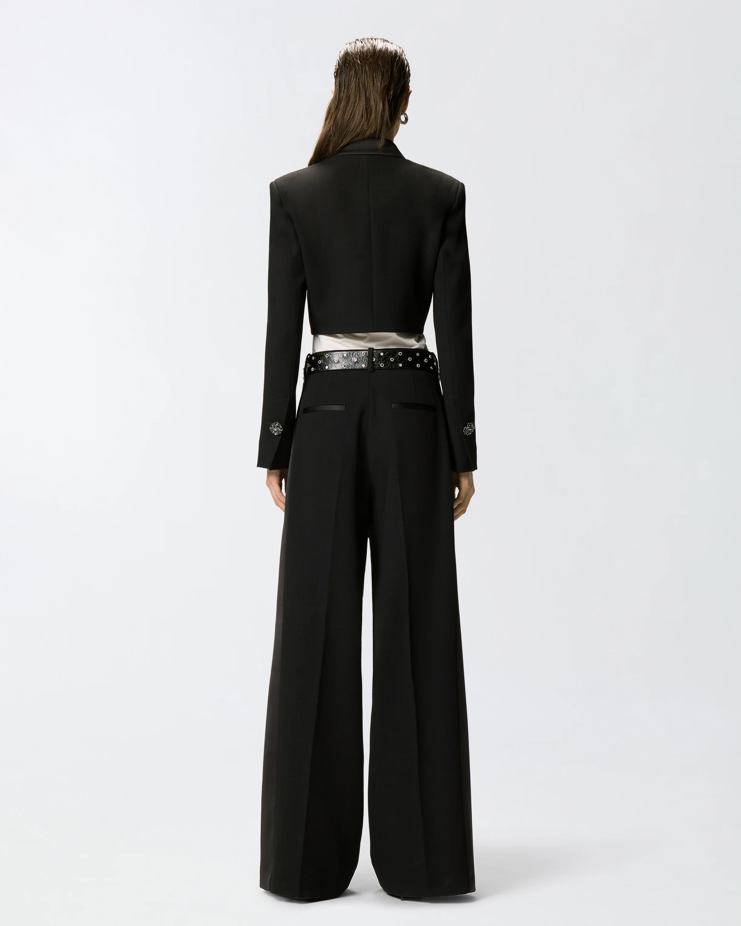 Giacca cropped con dettagli in satin - Image 3