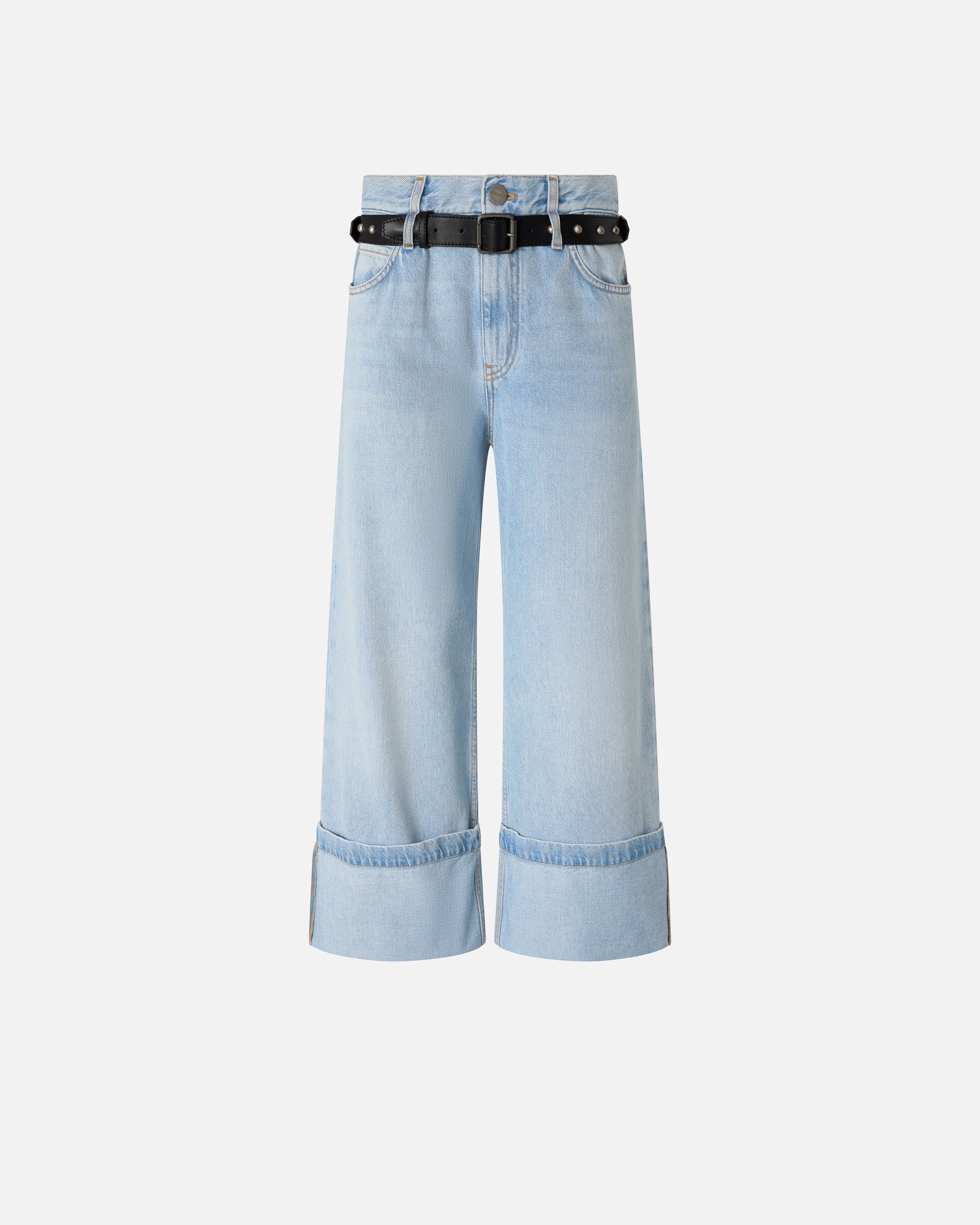 Jeans cropped con cintura in pelle - Image 6