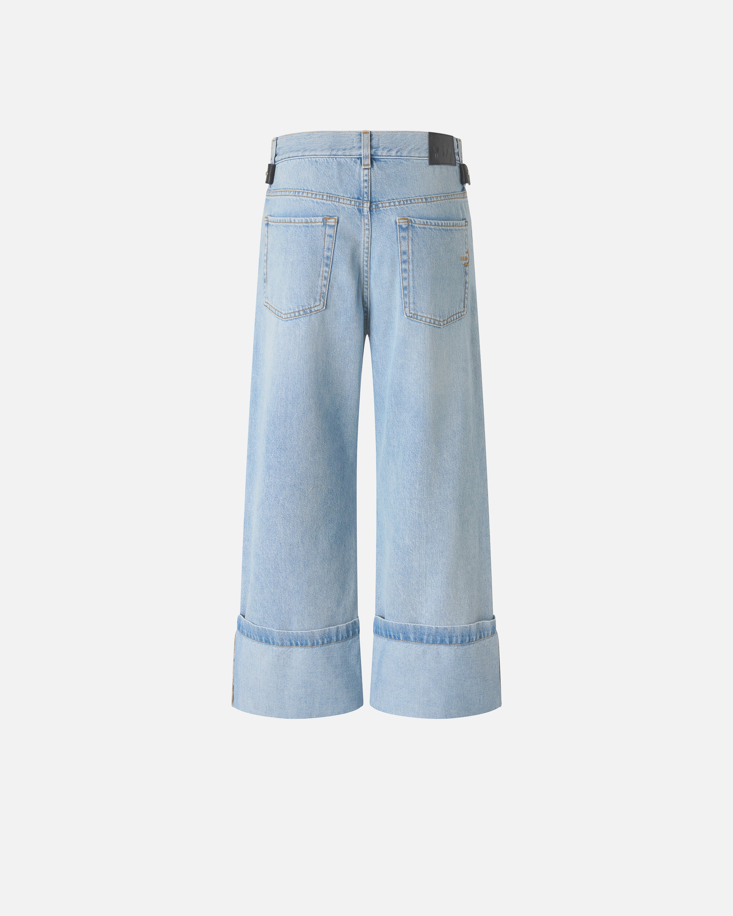 Jeans cropped con cintura in pelle - Image 7