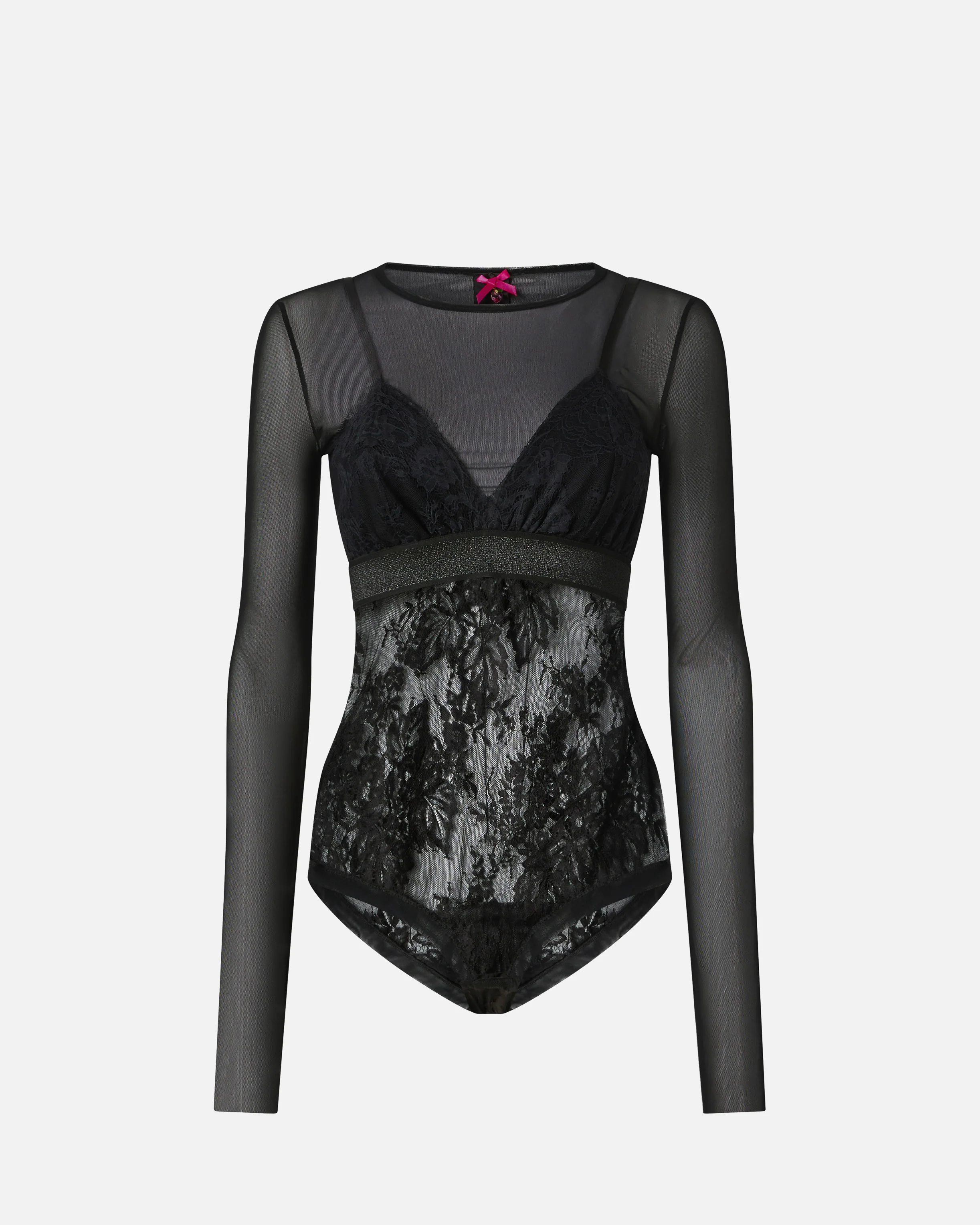 Maglia body in tulle e pizzo - Image 5